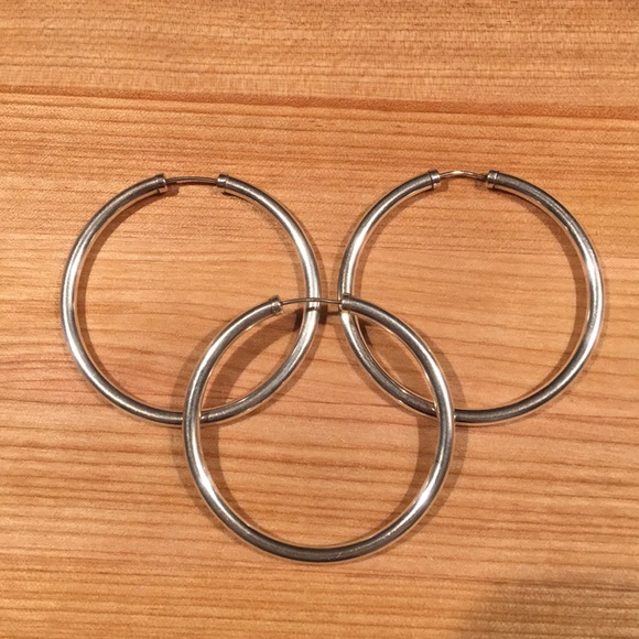 3 Sterling silver hoops 1 3/4” - Picture 1 of 2